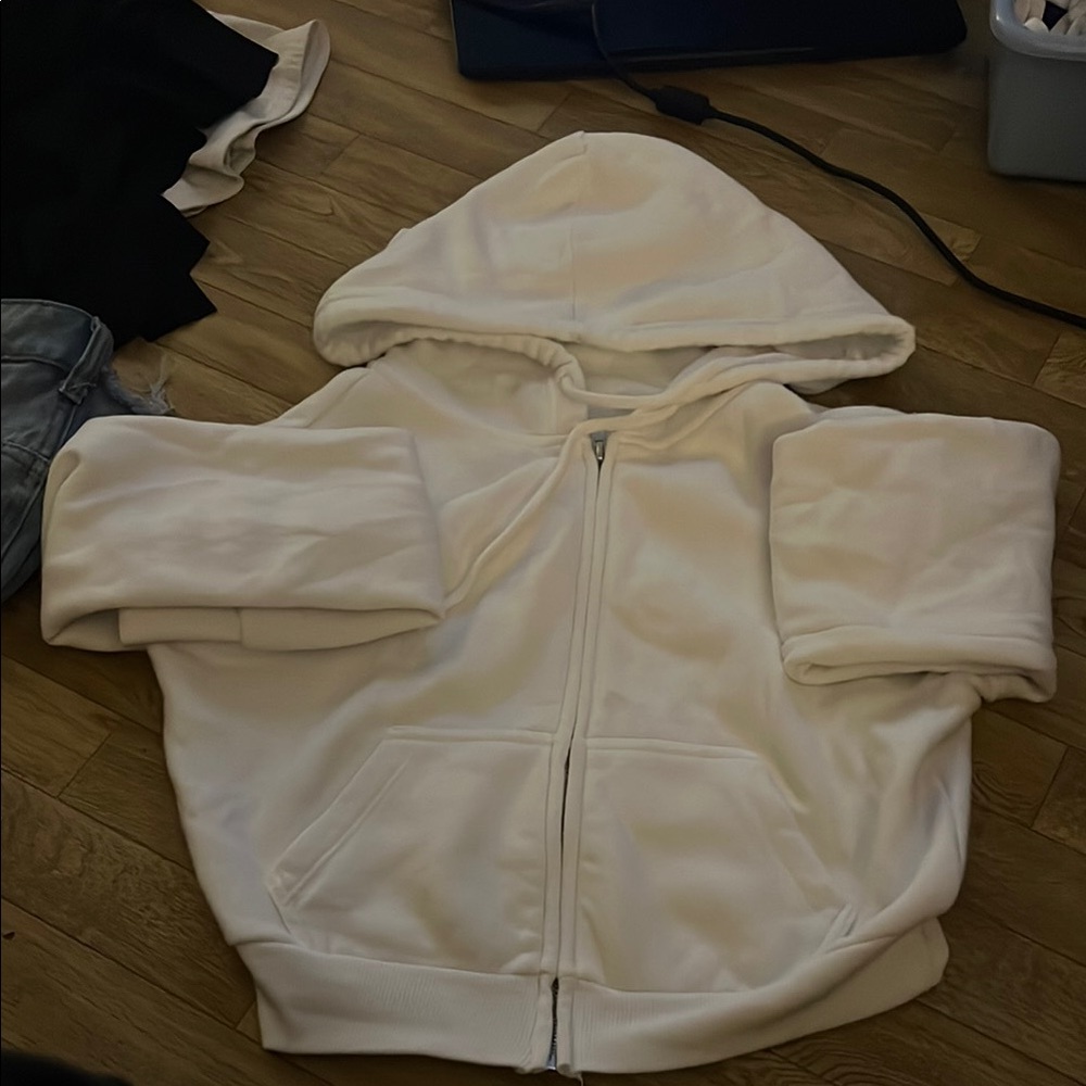 Wild Fable white cropped zip-up Hoodie